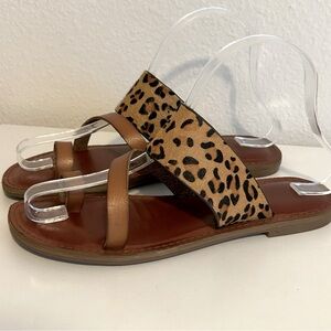 MIA leopard print genuine leather pony hair sandals size 6 spring summer beach